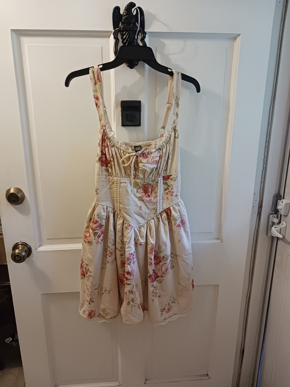 Wild Fable Pink Cream Floral Mini Corset Dress Smocked Bodice Women's Size Small